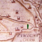 Kaart westkant Utrecht 1580 met pijl
